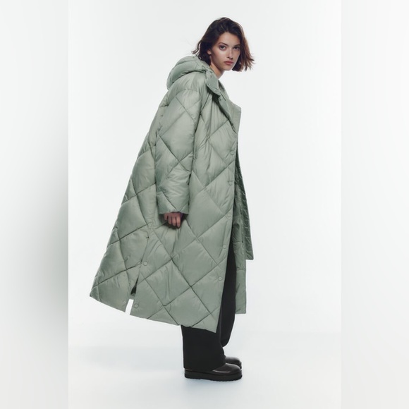 ZARA LONGLINE QUILTED JACKET - Picture 1 of 8